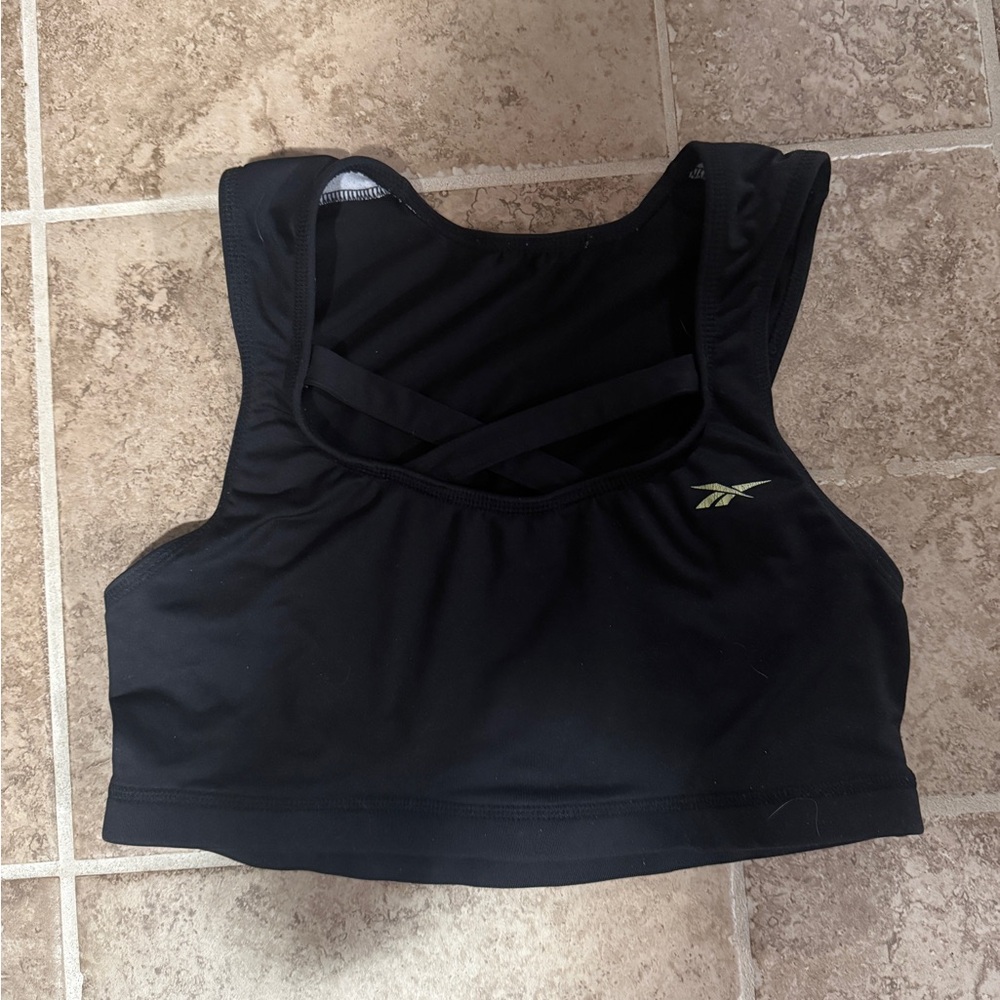 Reebok Black Sports Bra with Gold Logo